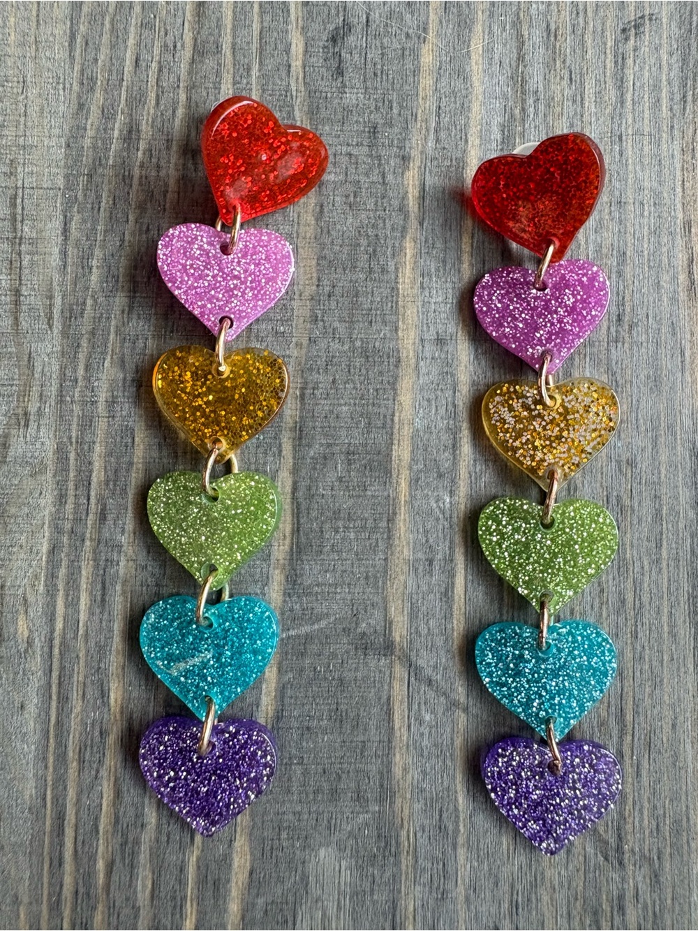 Handmade Glitter Heart Earrings